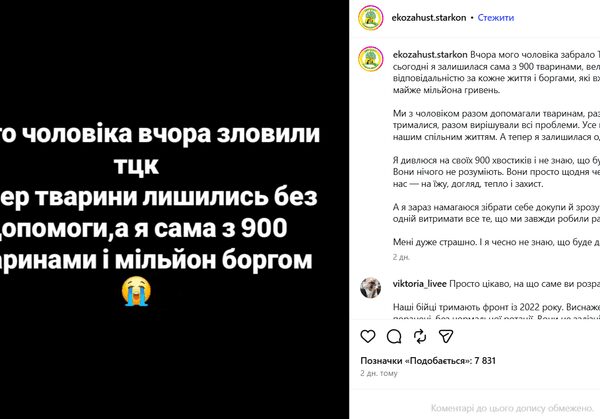 Опікунка притулку лишилась сама із 900 тваринами через мобілізацію працівника